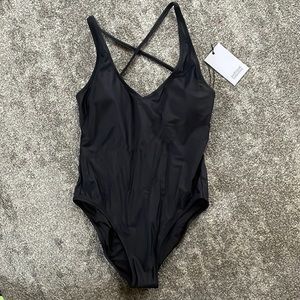 Girlfriend collective XL black Palma plunge swimsuit one piece